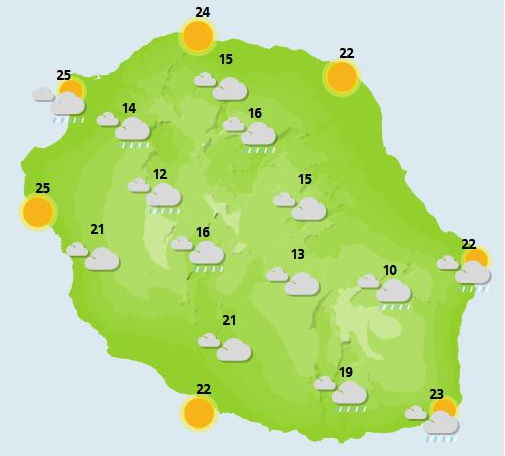 ILES SOEURS: Vendredi 08 Octobre 2021: les prévisions du temps pour MAURICE et la RÉUNION