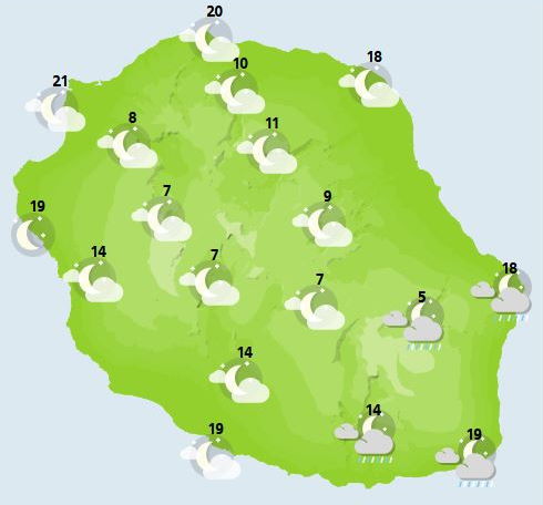 ILES SOEURS: Vendredi 08 Octobre 2021: les prévisions du temps pour MAURICE et la RÉUNION