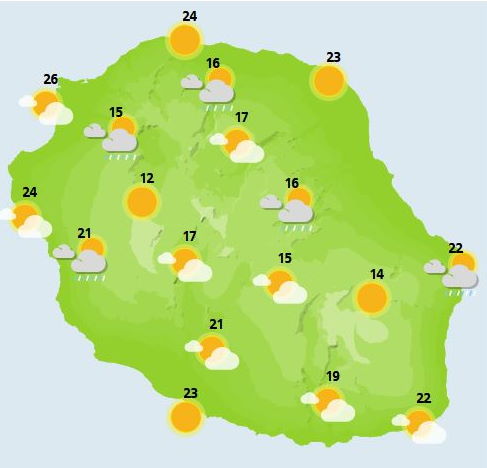 ILES SOEURS: Prévisions pour le Samedi 09 Octobre pour MAURICE/RÉUNION, tendances pour Dimanche et les jours suivants, Avis de Vents Forts à RODRIGUES