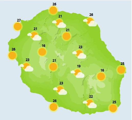 ILES SOEURS: Prévisions pour le Samedi 09 Octobre pour MAURICE/RÉUNION, tendances pour Dimanche et les jours suivants, Avis de Vents Forts à RODRIGUES