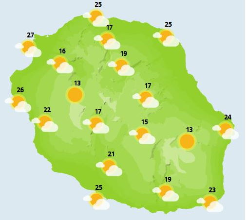 ILES SOEURS: Prévisions pour le Samedi 09 Octobre pour MAURICE/RÉUNION, tendances pour Dimanche et les jours suivants, Avis de Vents Forts à RODRIGUES