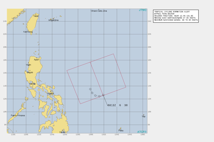 Philippine Sea: Tropical Cyclone formation Alert for Invest 93W, 08/1530utc
