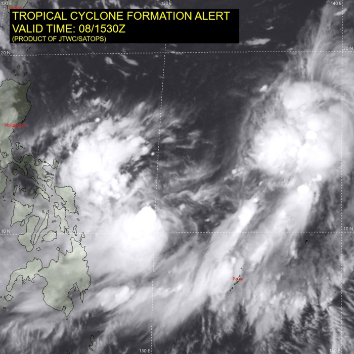 Philippine Sea: Tropical Cyclone formation Alert for Invest 93W, 08/1530utc