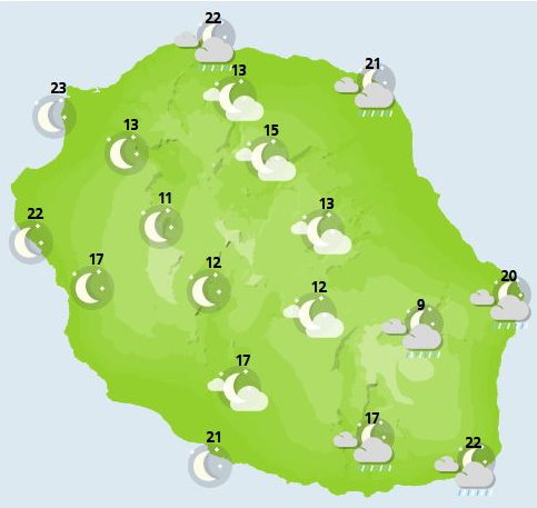 ILES SOEURS: Dimanche 10 Octobre 2021: les prévisions du temps pour MAURICE et la RÉUNION