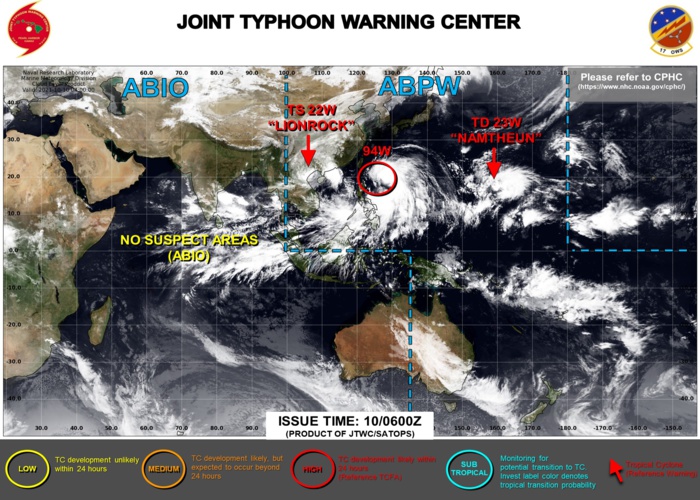 JTWC IS ISSUING 6HOURLY WARNINGS ON 22W AND 23W. 3HOURLY SATELLITE BULLETINS ARE ISSUED ON 22W, 23W, 93W AND 94W. JTWC IS ISSUING 6HOURLY WARNINGS ON 22W AND 23W. 3HOURLY SATELLITE BULLETINS ARE ISSUED ON 22W, 23W, 93W AND 94W.