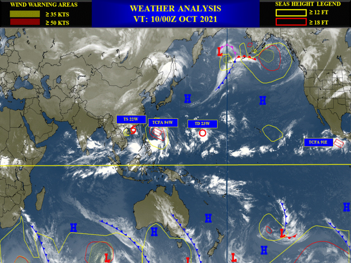 93W has merged with 94W /TS 22W(LIONROCK) making final landfall/TD 23W(NAMTHEUN) intensifying, 10/06utc updates