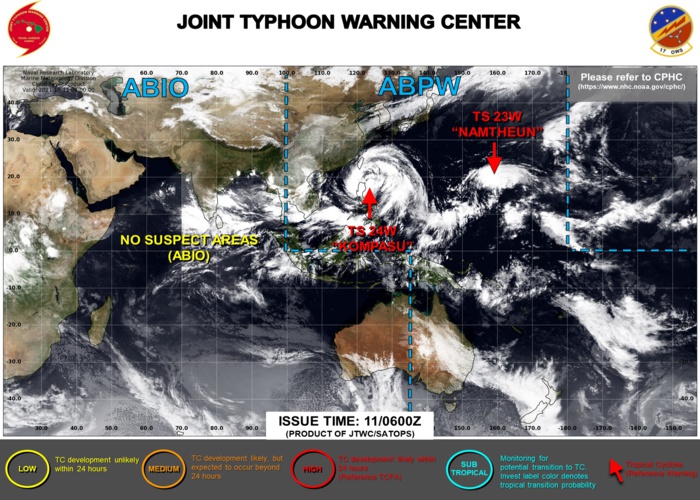 JTWC IS ISSUING 6 HOURLY WARNINGS AND 3HOURLY SATELLITE BULLETINS ON 23W AND 24W.