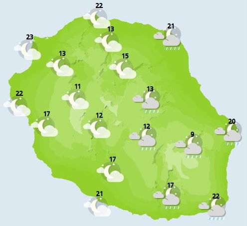 ILES SOEURS: Lundi 11 Octobre 2021: les prévisions du temps pour MAURICE et la RÉUNION, tendances pour la semaine