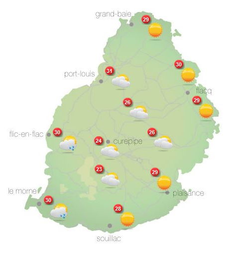 ILES SOEURS: Mardi 12 Octobre 2021: les prévisions du temps pour MAURICE et la RÉUNION: soleil pour l'une, pluies pour l'autre!