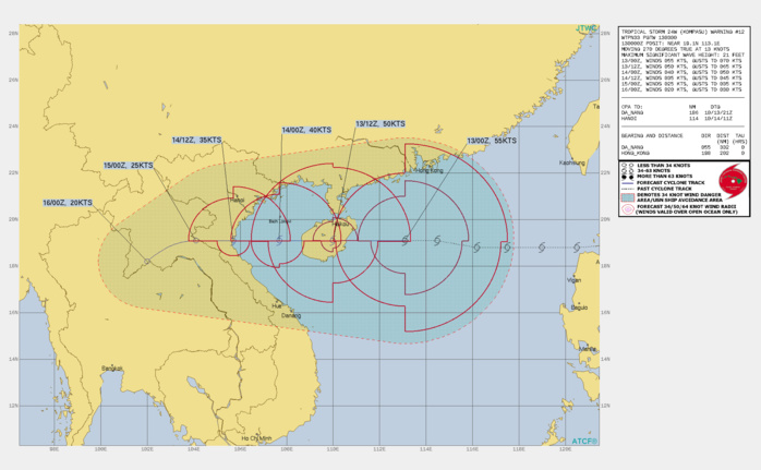 FORECAST REASONING.  SIGNIFICANT FORECAST CHANGES: THERE ARE NO SIGNIFICANT CHANGES TO THE FORECAST FROM THE PREVIOUS WARNING.  FORECAST DISCUSSION: TROPICAL STORM KOMPASU CONTINUES TO TRACK FAIRLY RAPIDLY WESTWARD ALONG THE SOUTHERN PERIPHERY OF A DEEP SUBTROPICAL RIDGE(STR) TO THE NORTH. SPEED MADE GOOD OVER THE PAST SIX HOURS HAS SLOWED SLIGHTLY, BUT IS STILL UP AROUND 28 KM/H OR SO. THE SYSTEM WILL MAINTAIN A WESTWARD TRACK THROUGH THE FORECAST PERIOD, AND IS EXPECTED TO MAKE LANDFALL ALONG THE EASTERN COAST OF HAINAN WITHIN THE NEXT 10 HOURS. THE QUICK TRANSLATION SPEED ACROSS HAINAN ISLAND WILL LIMIT THE IMPACT OF THE TERRAIN, AND KOMPASU WILL REEMERGE IN THE GULF OF TONKIN AS A 40 KNOT TROPICAL STORM. HOWEVER, BY THIS TIME, SHEAR WILL HAVE INCREASED ONCE AGAIN, WHICH COMBINED WITH WEAKLY CONVERGENT OUTFLOW ALOFT, WILL PRECLUDE INTENSIFICATION. THE SYSTEM WILL MAKE A SECOND LANDFALL IN NORTH VIETNAM NEAR 36H AND CONTINUE TRACKING INLAND INTO NORTHERN LAOS, WHERE IT IS FORECAST TO DISSIPATE NO LATER THAN 72H. FORECAST REASONING.  SIGNIFICANT FORECAST CHANGES: THERE ARE NO SIGNIFICANT CHANGES TO THE FORECAST FROM THE PREVIOUS WARNING.  FORECAST DISCUSSION: TROPICAL STORM KOMPASU CONTINUES TO TRACK FAIRLY RAPIDLY WESTWARD ALONG THE SOUTHERN PERIPHERY OF A DEEP SUBTROPICAL RIDGE(STR) TO THE NORTH. SPEED MADE GOOD OVER THE PAST SIX HOURS HAS SLOWED SLIGHTLY, BUT IS STILL UP AROUND 28 KM/H OR SO. THE SYSTEM WILL MAINTAIN A WESTWARD TRACK THROUGH THE FORECAST PERIOD, AND IS EXPECTED TO MAKE LANDFALL ALONG THE EASTERN COAST OF HAINAN WITHIN THE NEXT 10 HOURS. THE QUICK TRANSLATION SPEED ACROSS HAINAN ISLAND WILL LIMIT THE IMPACT OF THE TERRAIN, AND KOMPASU WILL REEMERGE IN THE GULF OF TONKIN AS A 40 KNOT TROPICAL STORM. HOWEVER, BY THIS TIME, SHEAR WILL HAVE INCREASED ONCE AGAIN, WHICH COMBINED WITH WEAKLY CONVERGENT OUTFLOW ALOFT, WILL PRECLUDE INTENSIFICATION. THE SYSTEM WILL MAKE A SECOND LANDFALL IN NORTH VIETNAM NEAR 36H AND CONTINUE TRACKING INLAND INTO NORTHERN LAOS, WHERE IT IS FORECAST TO DISSIPATE NO LATER THAN 72H.