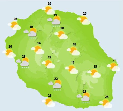 ILES SOEURS: Mercredi 13 Octobre 2021: les prévisions du temps pour MAURICE et la RÉUNION