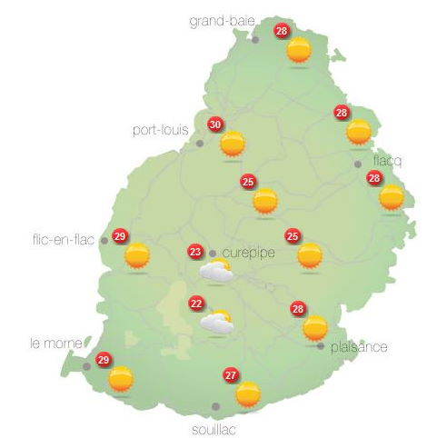 ILES SOEURS: Prévisions du temps pour demain Jeudi 14 Octobre 2021 à MAURICE et à la RÉUNION