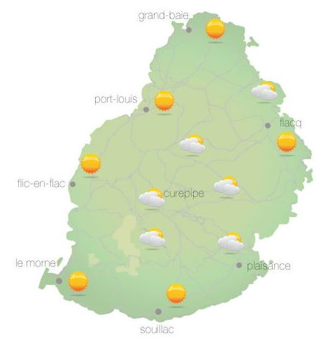 Météo ILES SOEURS: prévisions du temps pour le Vendredi 15 Octobre 2021 pour MAURICE et la RÉUNION