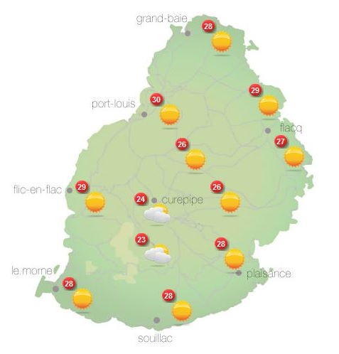 Météo ILES SOEURS: prévisions du temps pour le Vendredi 15 Octobre 2021 pour MAURICE et la RÉUNION