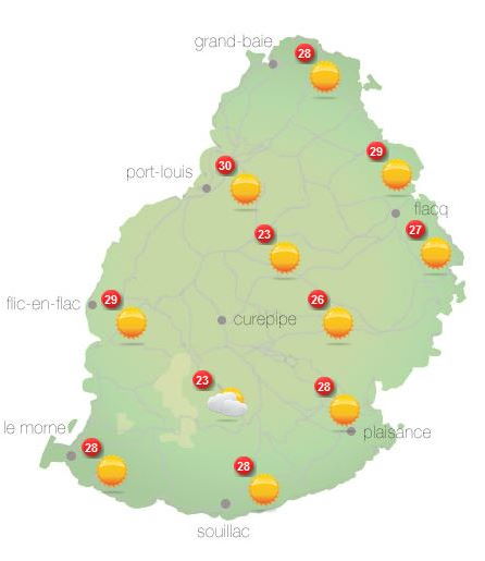 Météo ILES SOEURS: prévisions du temps pour ce Vendredi 15 Octobre 2021 pour MAURICE et la RÉUNION