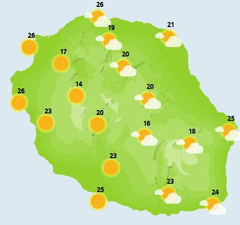 Météo ILES SOEURS: prévisions pour le Samedi 16 Octobre 2021 pour MAURICE et la RÉUNION, tendances pour Dimanche/semaine prochaine