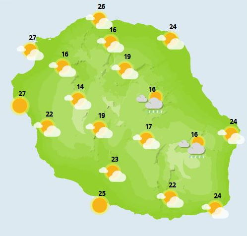 Météo ILES SOEURS: prévisions pour le Samedi 16 Octobre 2021 pour MAURICE et la RÉUNION, tendances pour Dimanche/semaine prochaine