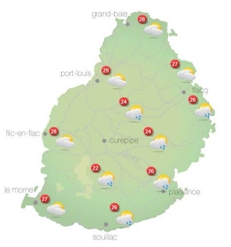 Météo ILES SOEURS: prévisions du temps pour ce Dimanche 17 Octobre 2021 pour MAURICE et la RÉUNION