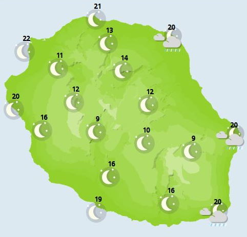 Météo ILES SOEURS: prévisions du temps pour ce Dimanche 17 Octobre 2021 pour MAURICE et la RÉUNION