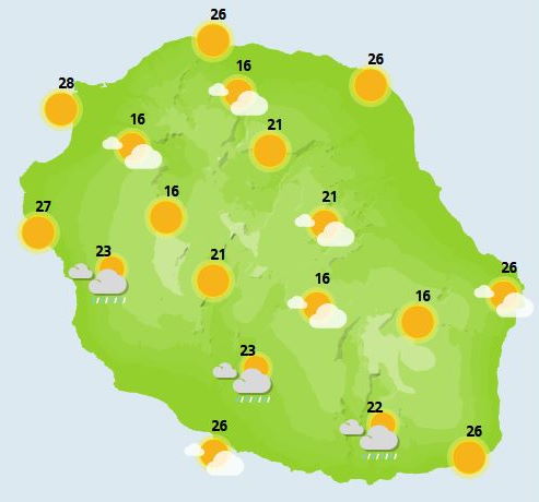 Météo ILES SOEURS: prévisions du temps pour le lundi 18 Octobre 2021 pour MAURICE et la RÉUNION, tendances pour la semaine prochaine