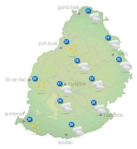 Météo ILES SOEURS: prévisions du temps pour ce Mardi 19 Octobre 2021 pour MAURICE et la RÉUNION, cartes pour Mercredi et jours suivants