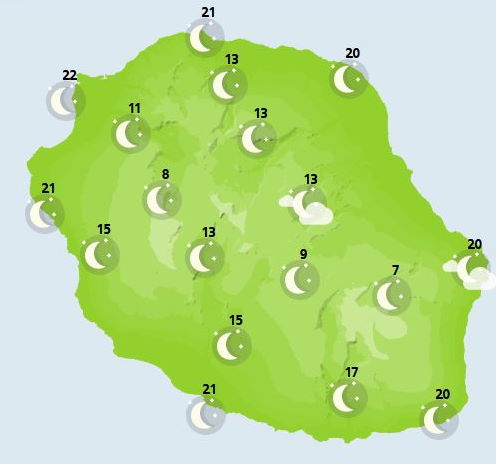 Météo ILES SOEURS: prévisions du temps pour ce Mardi 19 Octobre 2021 pour MAURICE et la RÉUNION, cartes pour Mercredi et jours suivants