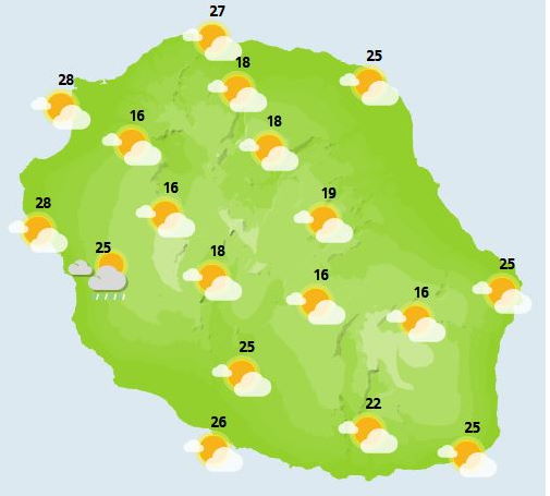 Météo ILES SOEURS: prévisions ce Mercredi 20 Octobre 2021 pour MAURICE et la RÉUNION, tendances weekend