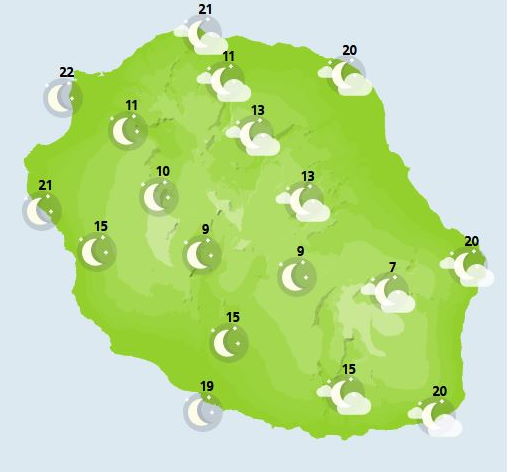 Météo ILES SOEURS: prévisions ce Mercredi 20 Octobre 2021 pour MAURICE et la RÉUNION, tendances weekend