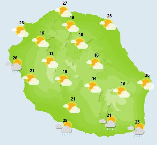 Météo ILES SOEURS: prévisions ce Mercredi 20 Octobre 2021 pour MAURICE et la RÉUNION, tendances weekend