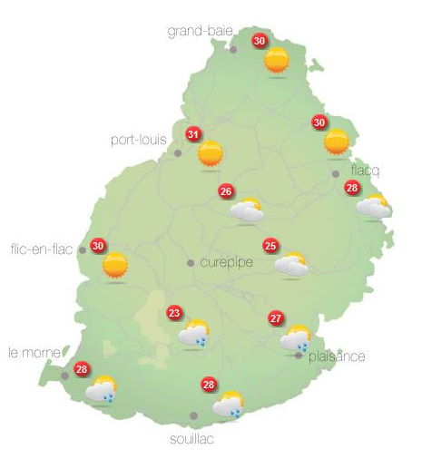 Météo ILES SOEURS: prévisions pour ce Jeudi 21 Octobre pour MAURICE/RÉUNION + tendances et cartes pour ce weekend