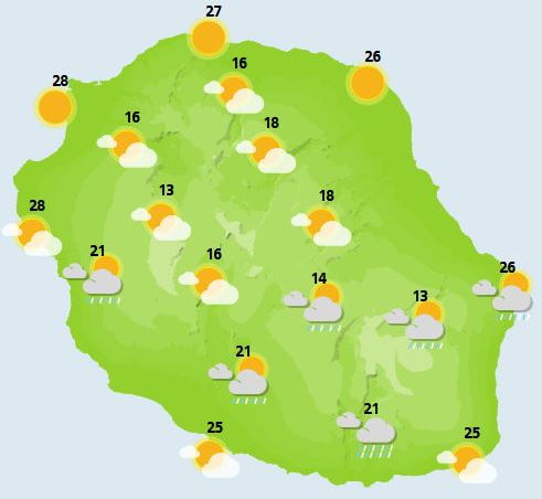 ILES SOEURS: Vendredi 22 Octobre 2021: les prévisions du temps pour MAURICE et la RÉUNION, cartes détaillées pour ce weekend