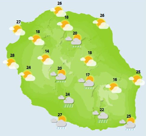 ILES SOEURS: Vendredi 22 Octobre 2021: les prévisions du temps pour MAURICE et la RÉUNION, cartes détaillées pour ce weekend