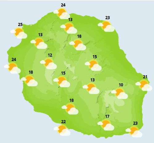 ILES SOEURS: Vendredi 22 Octobre 2021: les prévisions du temps pour MAURICE et la RÉUNION, cartes détaillées pour ce weekend