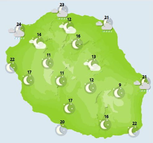 ILES SOEURS: Vendredi 22 Octobre 2021: les prévisions du temps pour MAURICE et la RÉUNION, cartes détaillées pour ce weekend