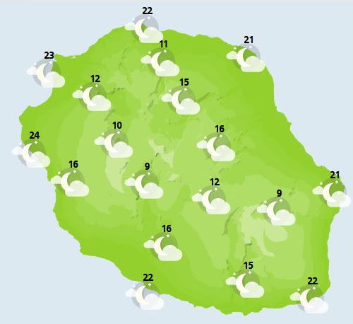 ILES SOEURS: Vendredi 22 Octobre 2021: les prévisions du temps pour MAURICE et la RÉUNION, cartes détaillées pour ce weekend