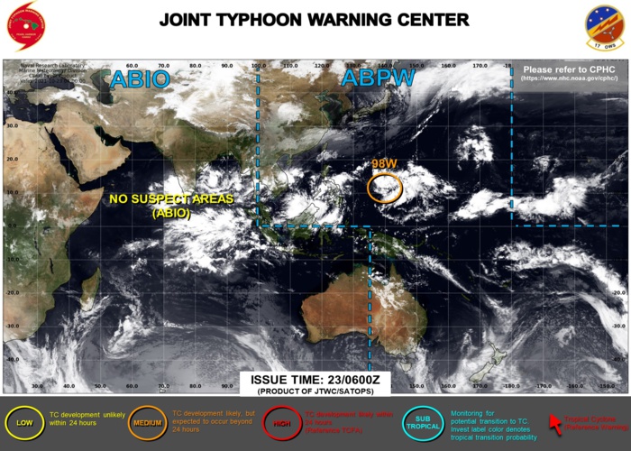 Western Pacific: Invest 98W up-graded to Medium//Eastern Pacific: TS 23W(RICK) forecast to rapidly intensify, 23/06utc 