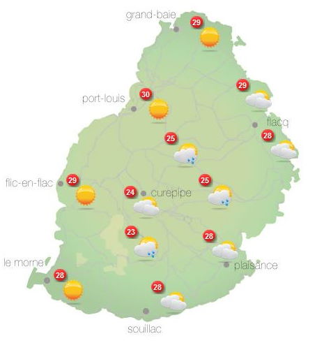 ILES SOEURS: cartes+prévisions du temps pour MAURICE/RÉUNION pour ce Lundi 25 Octobre 2021, tendances semaine 