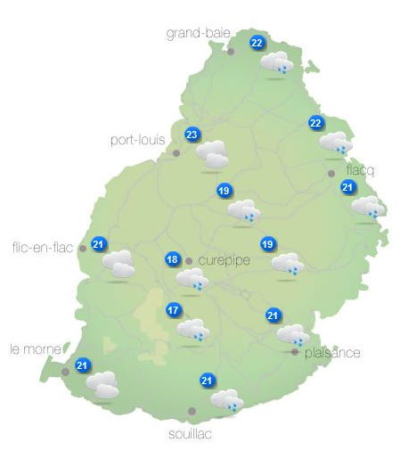 ILES SOEURS: cartes+prévisions du temps pour MAURICE/RÉUNION pour ce Lundi 25 Octobre 2021, tendances semaine 