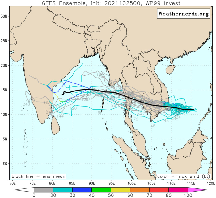 GLOBAL  NUMERICAL MODELS ARE IN GOOD AGREEMENT THAT INVEST 99W WILL TRACK  WEST-NORTHWESTWARD AND MAKE LANDFALL OVER VIETNAM WITHIN THE NEXT 36  HOURS. THE MODELS INDICATE THE POSSIBILITY OF A WEAK TROPICAL  DEPRESSION BEFORE LANDFALL, BUT THE CURRENT TRACK SPEED OF INVEST  99W, WHICH IS FASTER THAN IN MODEL GUIDANCE, INDICATES THE SYSTEM  MAY MAKE LANDFALL SOONER WITH LESS TIME OVER WATER TO REACH WARNING  CRITERIA.