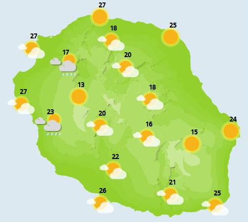ILES SOEURS: cartes+prévisions du temps pour MAURICE/RÉUNION pour ce Mardi 26 Octobre 2021, instabilité orageuse en fin de semaine?