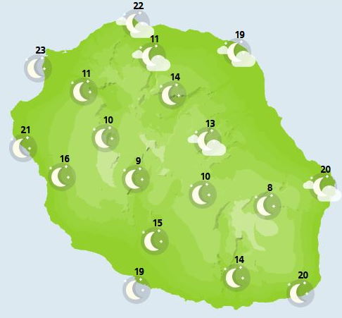 ILES SOEURS: cartes+prévisions du temps pour MAURICE/RÉUNION pour ce Mardi 26 Octobre 2021, instabilité orageuse en fin de semaine?