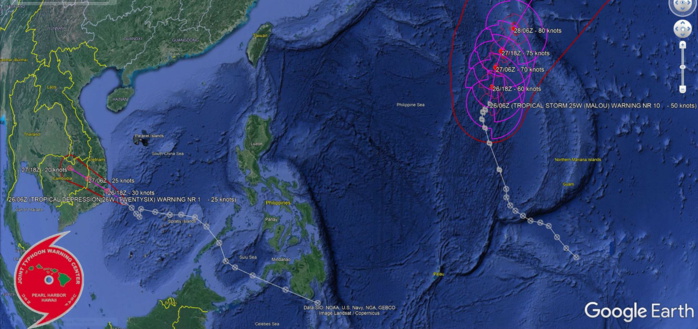 25W(MALOU) intensifying to Typhoon level by 24h/26W making landfall within 12/18h//17E(RICK) reached CAT 2 and made landfall,26/09utc updates