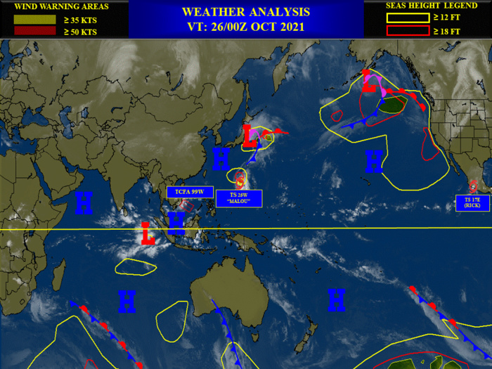 25W(MALOU) intensifying to Typhoon level by 24h/26W making landfall within 12/18h//17E(RICK) reached CAT 2 and made landfall,26/09utc updates