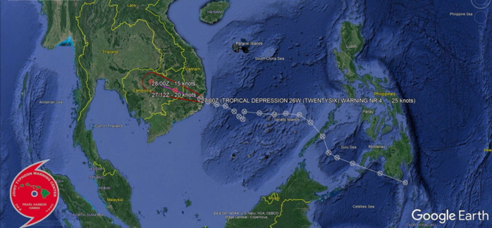 Typhoon 25W(MALOU) forecast to reach CAT 2 by 24hours/TD 26W now over-land, 27/09utc updates