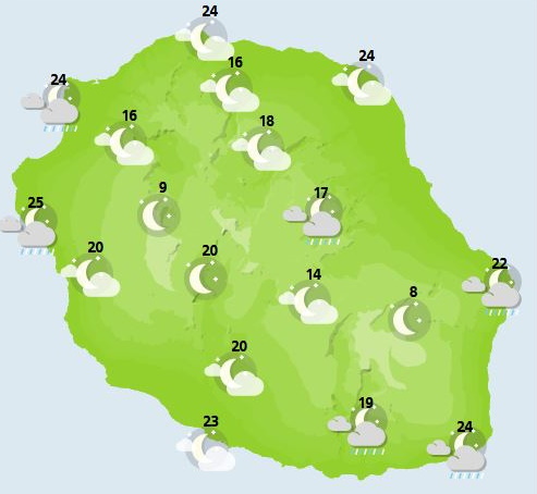 ILES SOEURS: passage pluvio-orageux ce Vendredi 29 Octobre à la RÉUNION puis à MAURICE, cartes détaillées pour le weekend et le 01 Novembre