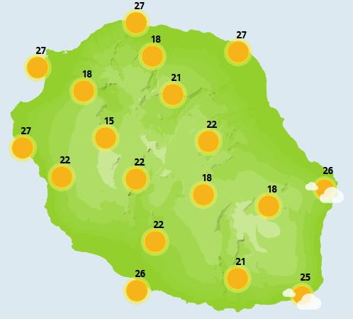 ILES SOEURS: passage pluvio-orageux ce Vendredi 29 Octobre à la RÉUNION puis à MAURICE, cartes détaillées pour le weekend et le 01 Novembre