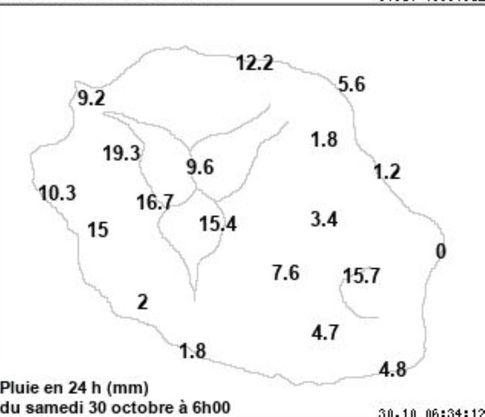 MÉTÉO RÉUNION. Vous pouvez agrandir l'image en cliquant et en l'élargissant avec vos doigts.