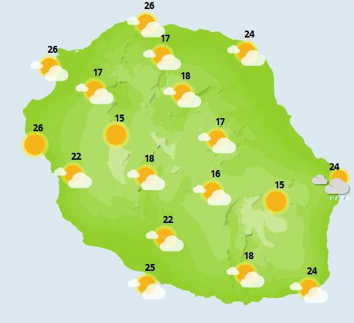 ILES SOEURS: prévisions+cartes détaillées pour ce 1ier Novembre 2021 pour MAURICE et la RÉUNION, temps calme le reste de la semaine? 