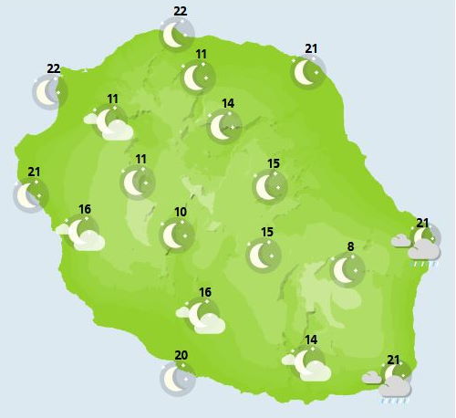 ILES SOEURS: prévisions+cartes détaillées pour ce 1ier Novembre 2021 pour MAURICE et la RÉUNION, temps calme le reste de la semaine? 