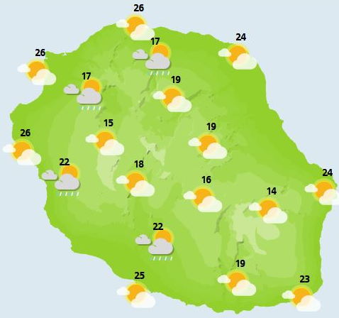 ILES SOEURS: prévisions+cartes détaillées pour ce 1ier Novembre 2021 pour MAURICE et la RÉUNION, temps calme le reste de la semaine? 